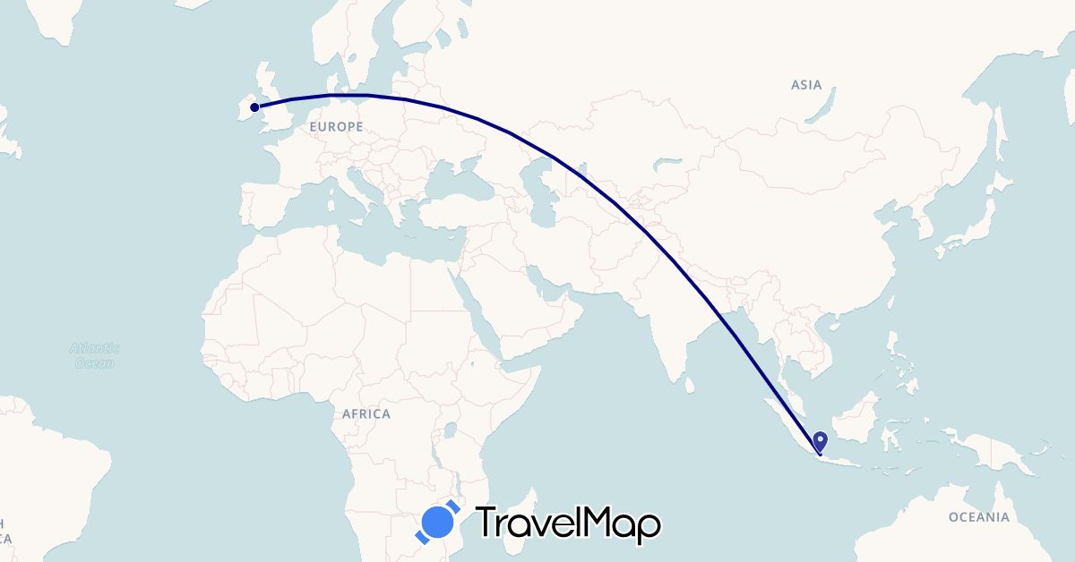 TravelMap itinerary: driving in Indonesia, Ireland (Asia, Europe)